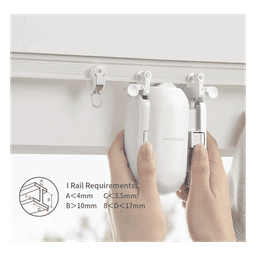 Controlador de Cortinas Inteligente / Riel Tipo U e I hasta 3 m (9.8 ft) / Bluetooth 5.0 / Batería Recargable 8 Meses / Carga 5V 1A / Cortinas hasta 15 kg