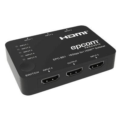 Conmutador HDMI / 5 Entradas x 1 Salida / 18 Gbps / 4K@60Hz / YCbCr 4:4:4 / HDR / Dolby Vision / HDCP 2.2