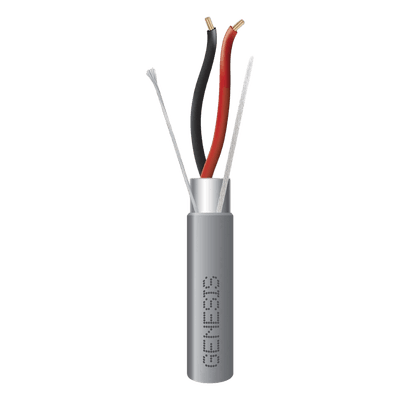 Bobina de 305 m (1000 ft) / Cable para Alarma 2x22 AWG / Blindado / Riser / Gris