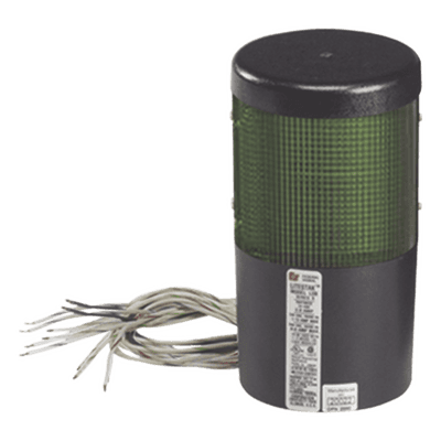 Módulo de Luz de Estado Incandescente, Voltaje de 24 Vdc, Color Verde con patrones de destello Flash o Estacionario / Tipo 1 / Uso Interior