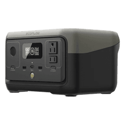 EcoFlow River 2 | Estación de Energía Portátil 256Wh Litio LFP / 2 AC 300 W (Max. 600W) / 1 USB-C 60W / 2 USB -A 12W / Cargador de Coche 8A a 12 o 24V / Conectividad WiFi y Bluetooth (App) / Carga Solar 110W Max.
