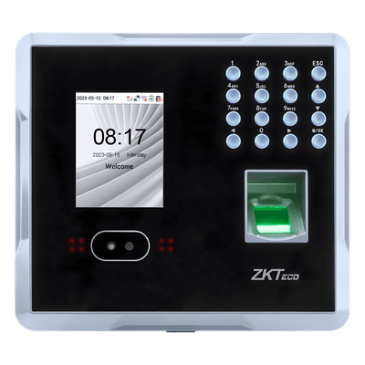 Terminal Multi-Biométrica de Asistencia y Control de Acceso / Reconocimiento Facial, Huella y Tarjeta / 2,000 Usuarios / 1,500 Rostros / 2,000 Huellas / 100,000 Eventos / TCP/IP Wi-Fi USB / ADMS / Pantalla 2.8" TFT