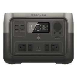 EcoFlow River 2 Max | Estación de Energía Portátil 512Wh Litio LFP / 4 AC 500 W (Max. 1000W) / 1 USB-C 100W / 3 USB -A 12W / Cargador de Coche 8A a 12 o 24V / Conectividad WiFi y Bluetooth (App) / Carga Solar 220W Max.