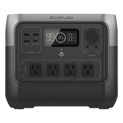 EcoFlow River 2 Pro | Estación de Energía Portátil 768Wh Litio LFP / 4 AC 800W (Max. 1600W) / 1 USB-C 100W / 3 USB -A 12W / Cargador de Coche 10A, 126W Max. / Conectividad WiFi y Bluetooth (App) / Carga Solar 220W Max.