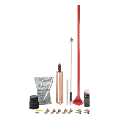 Kit Pararrayo con Punta en Aluminio con Accesorios para Protección de Diámetro de 160 m.