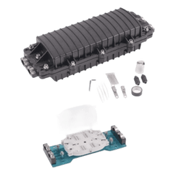 Caja de Distribución de Fibra Óptica Horizontal, Hasta 96 Empalmes, Exterior IP68, 2 Puertos de Entrada y Salida