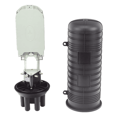 Caja de Distribución de Fibra Óptica Vertical Tipo Domo, 48 Empalmes (Expandible Hasta 96 Empalmes con Charola LP-SCV-48-ST), Exterior, IP68