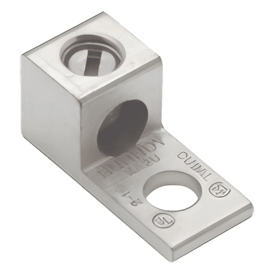 Terminal Universal de Aluminio Estañado/ 1 Orificio para Calibre  14- 2 AWG / Perno de 1/4" / Para Conductores de AL y CU.