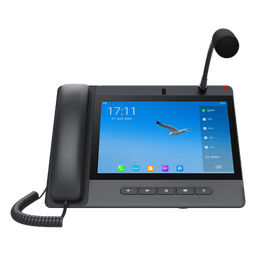 Teléfono IP Android 9.0 Empresarial para voceo 20 líneas SIP, pantalla táctil, Wi-Fi y Bluetooth, PoE, Voceo/ Musica por Multicast, puertos Gigabit, soporta recepción de video.