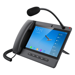Teléfono IP Android 9.0 Empresarial para voceo 20 líneas SIP, pantalla táctil, Wi-Fi y Bluetooth, PoE, Voceo/ Musica por Multicast, puertos Gigabit, soporta recepción de video.
