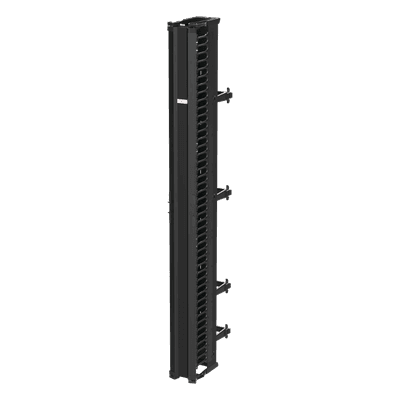 Organizador Vertical CableTek, Doble (Frontal y Posterior), Para Rack Abierto de 45 Unidades, 6 in de Ancho, Color Negro