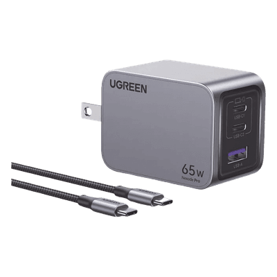 Cargador de Pared / 65W / 3 Puertos / 2 USB-C / 1 USB-A / GaNInfinity / PD3.1 / QC4.0 / Aluminio