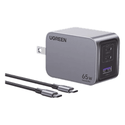 Cargador de Pared / 65W / 3 Puertos / 2 USB-C / 1 USB-A / GaNInfinity / PD3.1 / QC4.0 / Aluminio