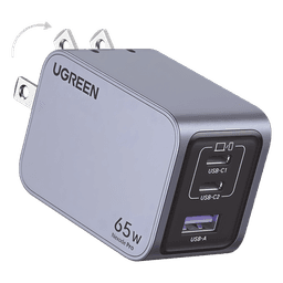 Cargador de Pared / 65W / 3 Puertos / 2 USB-C / 1 USB-A / GaNInfinity / PD3.1 / QC4.0 / Aluminio