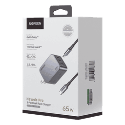 Cargador de Pared / 65W / 3 Puertos / 2 USB-C / 1 USB-A / GaNInfinity / PD3.1 / QC4.0 / Aluminio