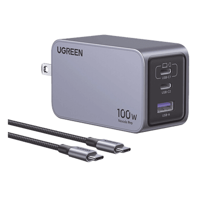 Cargador de Escritorio / 100 W / 3 Puertos / 2 USB-C + 1 USB-A / GaNInfinity / PD3.1 / QC4.0 / Caja de Aluminio