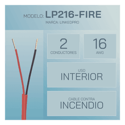 Cable FPLR / 2x16 AWG / 305m (1000 pies) / Rojo / UL 1666 FT4 / Detección y Evacuación de Incendios
