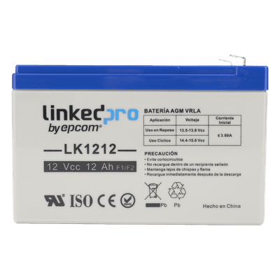 Batería de respaldo 12 V |  12 Ah |  AGM | Especial para Seguridad Electrónica | UPS | Sistemas de Emergencia | Vida útil 5 años | Terminales F1  + Adaptador F2