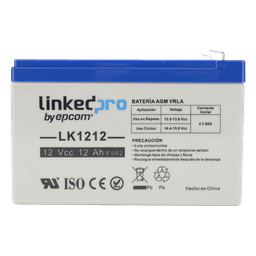 Batería de respaldo 12 V |  12 Ah |  AGM | Especial para Seguridad Electrónica | UPS | Sistemas de Emergencia | Vida útil 5 años | Terminales F1  + Adaptador F2