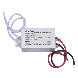 Fuente de alimentación / 12 VCC / 1 A / IP67 / 46x20x30 mm / -30°C a 50°C / 100-240 VCA