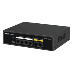 Switch PoE+ / 6 Puertos 10/100 Mbps / 54W PoE Total / No Administrable / Sin Ventilador