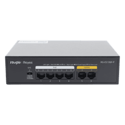 Switch PoE+ / 6 Puertos 10/100 Mbps / 54W PoE Total / No Administrable / Sin Ventilador