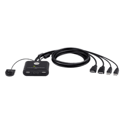 Switch KVM | USB FHD HDMI | de 2 puertos en formato cable | 1920x1080 @ 60Hz (FHD)| HDCP 1.4 | Conecta y controla 2 equipos con un solo monitor, teclado y mouse