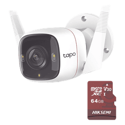 Kit de Cámara IP Wi-Fi / Incluye 1 Pieza Modelo TAPO-C320WS  /  Utiliza La App Tapo / 1 Memoria Micro SD Modelo Mod  HS-TF-E1/64G