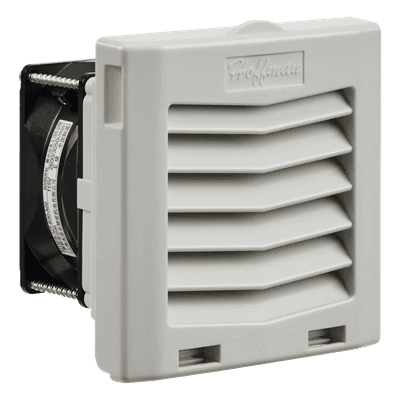 Ventilador Con Filtro de Montaje Lateral HF04, Con Flujo de Aire de 21 CFM, 115 Vca, Color Gris Claro 