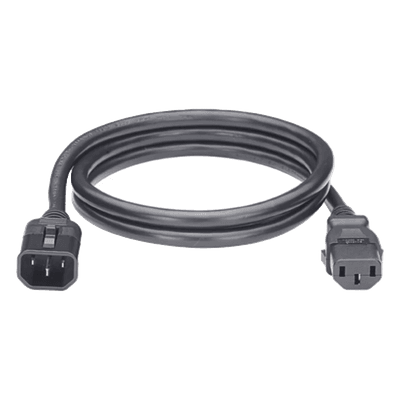 Cable de Alimentación Eléctrica Con Bloqueo de Seguridad, de IEC C14 a IEC C13, 1.2 Metros de Largo, Color Negro, 1 Pieza
