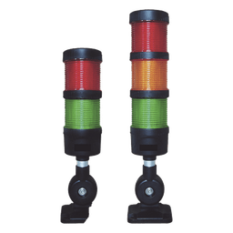 Torre LED Indicadora de estado de 2 niveles color Rojo y Verde, con Buzzer integrado a 85 dB,  a 24 VCD con Montaje incluido de 60 mm de diámetro