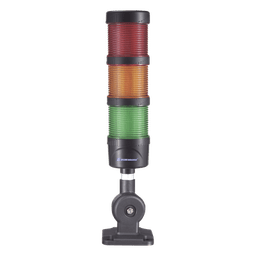 Torre LED Indicadora de estado de 3 niveles color Rojo, Ámbar y Verde, con Buzzer integrado a 85 dB,  a 110-240 VCA con Montaje incluido de 60 mm de diámetro