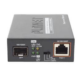 Convertidor de Medios PoE, 1 Puerto RJ45 Gigabit con Salida PoE 802.3af/at/bt (Hasta 60 W)/ 1 Puerto SFP 100/1000BASE-X