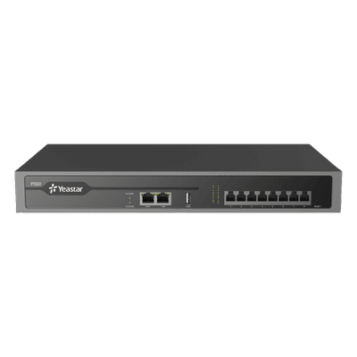 Conmutador IP PBX Enterprise / 50 Extensiones SIP / 25 Llamadas Simultáneas / Hasta 8 Puertos FXO/FXS/BRI / Omnicanal WhatsApp, Facebook, SMS / Transcripción IA / Call Center Integrado