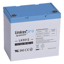 Batería de respaldo 12 V | 55 Ah |  AGM | Especial para Seguridad Electrónica | UPS | Sistemas de Emergencia  | Vida útil 5 años | Terminales T2