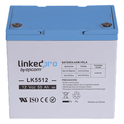 Batería de respaldo 12 V | 55 Ah |  AGM | Especial para Seguridad Electrónica | UPS | Sistemas de Emergencia  | Vida útil 5 años | Terminales T2