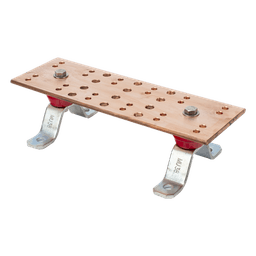 Barra Unión Telecom TMGB / 12 x 4 x 1/4 in / 100% Cobre / 12+24 Orificios / Aisladores Rojos / J-STD-607-A