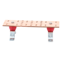 Barra Unión Telecom TMGB / 12 x 4 x 1/4 in / 100% Cobre / 12+24 Orificios / Aisladores Rojos / J-STD-607-A