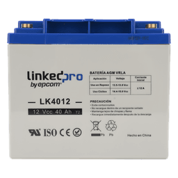 Batería de Respaldo AGM-VRLA / 12 V / 40 Ah / Terminales T2 / Vida Útil 5 Años / Certificación UL / Libre de Mantenimiento