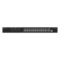 Switch PoE+ No Administrable / 24 Puertos 10/100 PoE+ / 2 Uplinks Gigabit / 1 SFP Combo / 180W / 8.8 Gbps / 1U