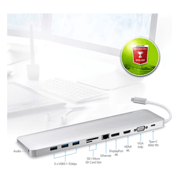 Docking station USB-C multipuerto con power pass-through 