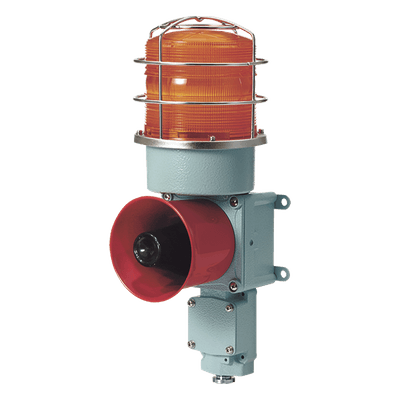 Baliza LED con Sirena Electrónica / 120 dB / IP66 / 5 Patrones de Sonido / 24 VCD / Carcasa de Aluminio