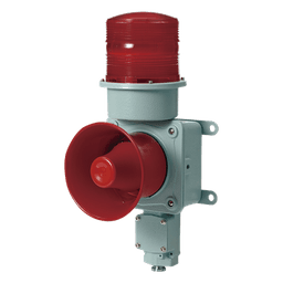 Combinación de baliza LED color roja con sirena electrónica para aplicaciones de la industria pesada  máx.120 dB a 120 VCA