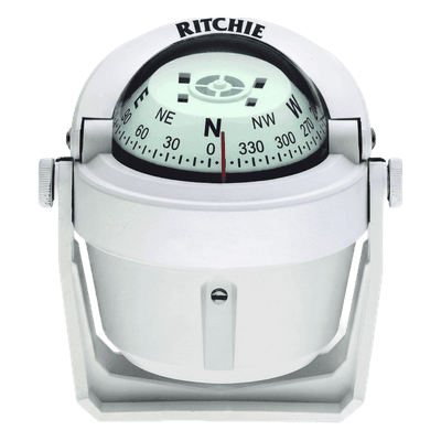 Brújula de Navegación Marítima Ritchie B-51W / Montaje en Bracket / Dial 2" (51 mm) / Iluminación Nocturna Verde / DirectiveForce Magnets / Construcción Compuesta Alta Temperatura / 100% Reparable