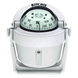 Brújula de Navegación Marítima Ritchie B-51W / Montaje en Bracket / Dial 2" (51 mm) / Iluminación Nocturna Verde / DirectiveForce Magnets / Construcción Compuesta Alta Temperatura / 100% Reparable