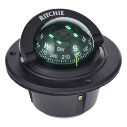 Brújula de Navegación Marítima Ritchie F-50 / Montaje Flush / Dial 2 3/4" (70 mm) / Iluminación Nocturna Verde / DirectiveForce Magnets / Construcción Compuesta Alta Temperatura / 100% Reparable