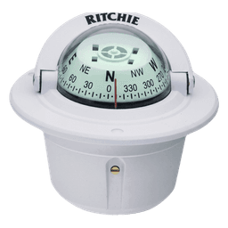 Brújula de Navegación Marítima Ritchie F-50W / Montaje Flush / Dial 2 3/4" (70 mm) / Iluminación Nocturna Verde / DirectiveForce Magnets / Construcción Compuesta Alta Temperatura / 100% Reparable