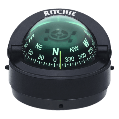 Brújula de Navegación Marítima Ritchie S-53 / Montaje en Bracket / Dial 2 3/4" (70 mm) / Iluminación Nocturna Verde / DirectiveForce Magnets / Construcción Compuesta Alta Temperatura / 100% Reparable