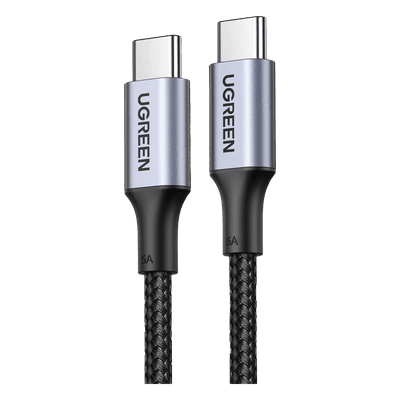 Cable USB-C a USB-C | 2 Metros | Carga Rápida de hasta 100W | Transferencia de datos 480 Mbps | PD3.0 | QC4.0/3.0/2.0 | FPC | AFC | Protección Integrada| Caja de Aluminio | Nylon Trenzado | Amplia Compatibilidad | Color Negro.
