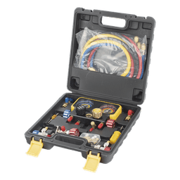  Manómetro de 4 vías con Accesorios para Gas refrigerante  R410A/ R32/ R134A/R22 